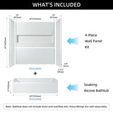 WOODBRIDGE 60” x 32” Four-Piece Direct-to-Stud Alcove Tub Surround with Right-Drain Hole Soaking Bathtub Combo in White