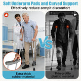 Aluminum Alloy Crutches for Adults, Pair of Height Adjustable Crutch (Fits 4'7" - 6'7"), Universal & Lightweight Crutches for Kids, Includes Padded Underarm Cushions, Rubber Tips, 300 lbs Capacity
