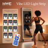 Smart Gym Mirror for Home Workout | 32" HD Touch-Screen Andriod OS | 63" Reflective Surface | No VIP Fees Support Various APPs, Voice Control, Music Sync LED Light Strip, for Home Gym/ Yoga/ Dance