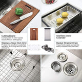 33 Inch Farmhouse Sink Workstation -VOKIM 33X22 inch Farm sink Stainless Steel 16 Gauge Ledge Workstation Flat Apron-front Single Bowl Farm Kitchen Sink
