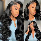 KRKRYQ 40 Inch Body Wave Human Hair Wig Pre Plucked 180% Density 13x6 HD Transparent Lace Frontal Wigs Human Hair Glueless Human Hair Wigs For Women Natural Color