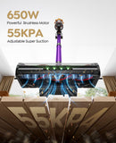 ozeeco Cordless Vacuum Cleaner, 650W/55KPA/70Mins Vacuum Cleaners for Home, Self-Standing Stick Vacuum with Wall Mount Charging and Auto Mode, Touch Screen, Vacuum Cordless for Pet Hair/Carpet/Floor