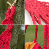 Jyuiipcz Hammock Hammock Portable Hammock Outdoor Garden Hammock Family Travel Camping Hiking Swing Canvas Striped Hammock Outdoor Hammock (Color : Blue) (Red)