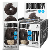 Legendary Foods Protein Donuts - 22g Protein, Cookies and Cream, Zero Sugar Snack, Gluten Conscious, Low Carb, Keto Suitable, Diabetic and GLP-1 Diets - 8 Pack with Two Donuts per pack