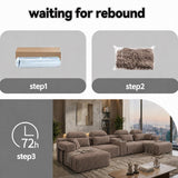 RENDGO 146" Oversized Boneless Sectional Sofa with Chaise,U Shaped,Coffee