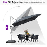 PURPLE LEAF Patio Outdoor Umbrella 9' x 9' Square All-Weather Grey