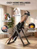 YOLEO Gravity Heavy Duty Inversion Table with Headrest & Adjustable Protective Belt Back Stretcher Machine for Pain Relief Therapy (Black)