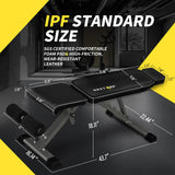 Adjustable Weight Bench,1000 LB Fast Folding Workout Bench for Home Gym Strength Training, Incline Decline Flat Utility Bench Press for Full Body Workout, Upright Storage Yellow Exercise Bench (Grey)