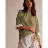 Songling Womens 3/4 Length Sleeve Casual Loose Fit Summer Tee Shirt Basics Cotton t Shirts Trendy Tops Green