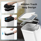 MOPALL 2 Pack Bathroom Trash Can with Lid, 3.6Gal + 2.4Gal Garbage Can with Pop-Up Lid, Small Trash Can Dog Proof, Slim Trash Bin Waste Basket for Toilet, Office, Bedroom, Living Room