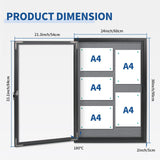 Enclosed Bulletin Board,Grey Felt Black Frame Outdoor Display Case 36x24in