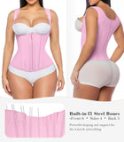 YIANNA Waist Trainer for Women Tummy Control Underbust Hourglass Corset Waist Cincher Vest Sport Girdle Postpartum Faja Body Shaper with Zipper and Hooks, YA7293-Pink-M