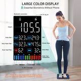 ABLEGRID Body Fat Scale,Digital Smart Bathroom Scale for Body Weight, Large Color Display Screen, 16 Body Composition Metrics BMI, Water Weigh, Heart Rate, Baby Mode, 400lb, Rechargeable