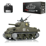 wheelfun Heng Long US in Stock, RC Tank 3898 RTR 2.4G 1/16 7.0 Upgraded M4A3 Sherman Metal Tracks Smoking Generator 340° Rotating Turret Infrared Combat BB Pellets BB Shooting Airsoft Tank