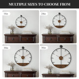 Large Wall Clock 30 Inch, Modern Farmhouse Wall Clock Battery Operated for Living Room Decor, Walnut Wood Dial with Black Metal Frame, Silent Non Ticking Wall Clock for Kitchen, Office, Bedroom