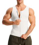 Nebility Compression Shirt Men Tank Top Compression Undershirt Mens Shapewear Body Shaper Waist Trainer Tummy Control Vest, White - Medium