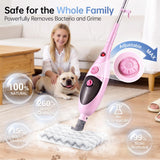 12-in-1 Steam Mop Cleaner, 15-Sec Fast Heat-Up, 1200W Floor Steamer with Double-Sided Pads, Removes 99.99% Stubborn Stains for Hardwood Floors, Marble, Clothes, Windows, Tiles, White