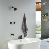 SUBEIXI 2 Handle Shower Faucet Set with Tub Spout Matte Black Two Handles Shower Faucet Set Bathtub Shower Faucet Combo, Wall Mount