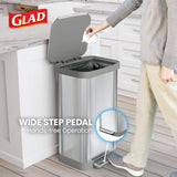 Stainless Steel Step Trash Can, Series 2 with Clorox Protection - Large Metal Kitchen Garbage Bin