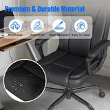 Keratee Executive Office Chair, Leather Desk Computer Chair with Padded Armrests, Mid-Back Swivel Adjustable Ergonomic Design for Home Office, 10PC, Black