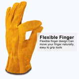12 Pairs Leather Work Gloves Flexible Grip Gardening Construction Gloves Cowhide Thorn Proof Cut Resistant