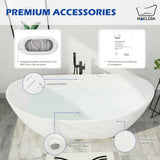 Mokleba 67" Lucite Acrylic Freestanding Bathtub, Double Slipper Shape Contemporary Soaking Tub with Toe-tap Chrome Drain, Slotted Overflow, cUPC Certified, Glossy White