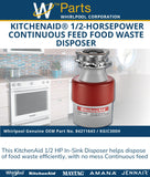 KitchenAid® 84211643 1/2-Horsepower Continuous Feed Food Waste Disposer Replaces KGIC300H