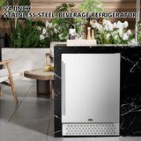 Tylza Outdoor Beverage Refrigerator 24 Inch, Stainless Steel Under Counter Beverage Cooler, 190 Cans Beer Fridge Built-in