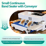 ZHONGMIN Commercial Heat Sealer Machine, Automatic Continuous Bag Band Sealing Machine with Digital Temp Control, Adjustable Speed, Desktop Bag Sealer for Plastic Bags Films (110V/60HZ)(FRC-520)