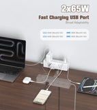 Dual Layer Desk Clamp Power Strip, 24 AC Outlets & 65W USB-C, 6FT Cord