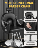 MIMWOW Salon Chair, Reclining Salon Chair for Hair Stylist, Barber Chair with Heavy Duty Hydraulic Pump, Hair Chairs Tattoo Braiding Beauty Spa Equipment, Cool Silver Black