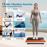 Natini Vibration Plate Exercise Machine - Whole Body Vibration Platform Machine with Pilates Bar Resistance Bands for Home Fitness Training Equipment (Orange)