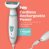 PalmPerfect Rechargeable Shaver for Women – Waterproof Electric Razor with Built-in LED Light – Includes Space-Saving Shower Wall Mount and USB Charging Cable – Safe for All Body Parts
