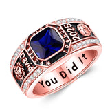 Oseew 2027 Men Graduation Ring High School College Ring (Rose Gold)