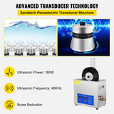 VEVOR Sonic Cleaner, 6L Ultrasonic Vinyl Cleaner 7-12 Inch, 8 Records Ultrasonic Vinyl Cleaning Machine, 180W Ultrasonic Records Cleaner with Drying Rack for Home Store