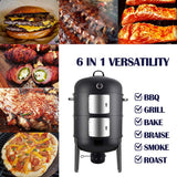 Charcoal BBQ Smoker Grill - 20 Inch Vertical Smoker for Outdoor Cooking Grilling Realcook