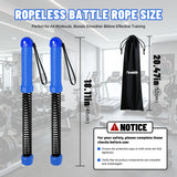Weighted Ropeless Battle Rope, Heavy Duty Battle Sticks, Portable Fitness Equipment for Home Gym, HIIT, Cardio & Full Body Strength Training for Men & Women (Ropeless Blue)