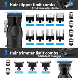 KEMEI Professional Hair Clippers for Men, Cordless Barber Clipper Beard Trimmer Foil Shaver Nose Eyebrow Ear Trimmer Set, USB Charging Complete Electric Hair Cutting Kit with 11 Guide Combs