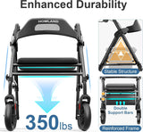 HOMLAND Foldable Rollator Walker with Seat for Seniors, 16" Enlarged Seat