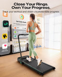UREVO Strol 2E Smart 2-in-1 Folding Treadmill, Compact Walking Pad with Safety Handle, Plug and Play, Dual LED Display, Workout APP, Walking or Running for Home Office, Remote Included, Flaxen