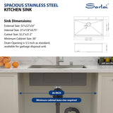 Sarlai Drop In Kitchen Sink - 33x22 Drop In Kitchen Sink Ledge Workstation 16 Gauge Stainless Steel Topmount Deep Single Bowl Over Counter Sinks Basin Round Corners