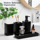 YMXYJM Bathroom Accessories Set, 4 Pcs Bathroom Accessory Set, Soap Dispenser, Toothbrush Holder, Qtip Holder Set, Bathroom Sets Complete, Bathroom Sink Set for Modern Home,Matte Black