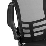 Flash Furniture Kelista Black Mesh Sled Base Side Reception Chair with Flip-Up Arms Flash Furniture