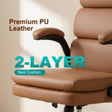 BOWTHY Mid Back Office Desk Chair,Leather Conference Room Chairs,Ergonomic Home Computer Chair,Modern Executive Chair with Padded Flip-up Armrest and Swivel Wheels (Brown)
