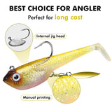 TRUSCEND Shadtale Soft Fishing Lures with BKK Hooks – Easy Catch: Trembly Sinking and Vibrating Swim for More Bites, Paddle Tail Spinner Swimbait for Bass, Trout, Crappie, Walleye, Great Fishing Gear