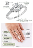 ALLORYA 10K Solid White Gold Three Stone Anniversary Ring for Women with 0.75 ctw,Oval (0.50 ct) & Round (0.25 ct) Lab-Grown White Diamond, Size 7