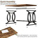 HSH Modern Home Office Computer Desk, Rustic Brown Wood Writing Desk, 47”