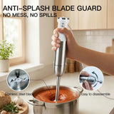 Megawise HB-2043 1000W 5-in-1 Immersion Hand Blender, Powerful Stick Blender with Variable Speed & Turbo, Stainless Steel Blades, Includes Whisk, Milk Frother, Chopper & Beaker(White)