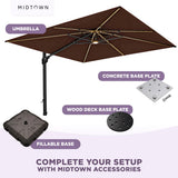 Midtown Umbrellas 9x9 Ft Outdoor Cantilever Patio Umbrella w/Sunbrella Aruba - Tilt 360° Rotate Offset Patio Umbrella, Deck Patio Umbrella, Backyard Umbrella & Garden Umbrella - Black Frame