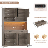 HOSTACK 75" Tall Kitchen Pantry Storage Cabinet, 45" W Hutch Cabinet, Grey